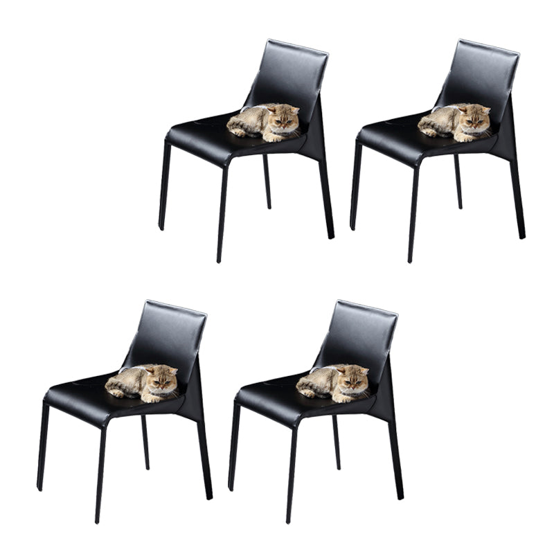 PU Leather Industrial Dining Chairs Kitchen Indoor Parsons Chair Black 4 Piece Set Clearhalo 'Dining Chairs' 'Dining Tables & Seating' 'dining_chair' 'furn' 'furn_dining_chair' 'Furniture' 'Kitchen & Dining Furniture' 6634069