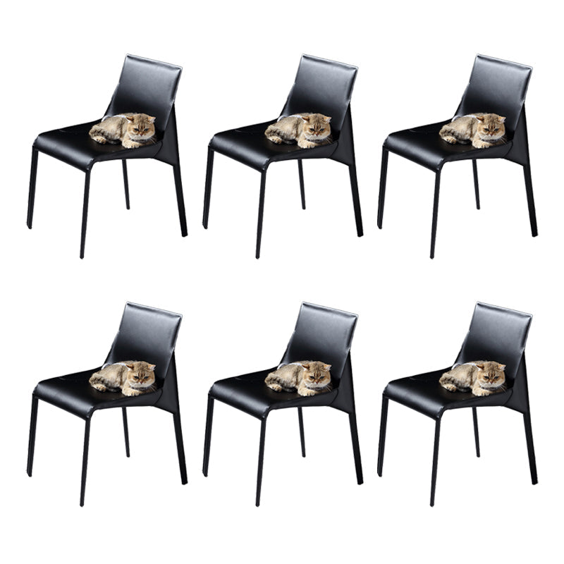 PU Leather Industrial Dining Chairs Kitchen Indoor Parsons Chair Black 6 Piece Set Clearhalo 'Dining Chairs' 'Dining Tables & Seating' 'dining_chair' 'furn' 'furn_dining_chair' 'Furniture' 'Kitchen & Dining Furniture' 6634071