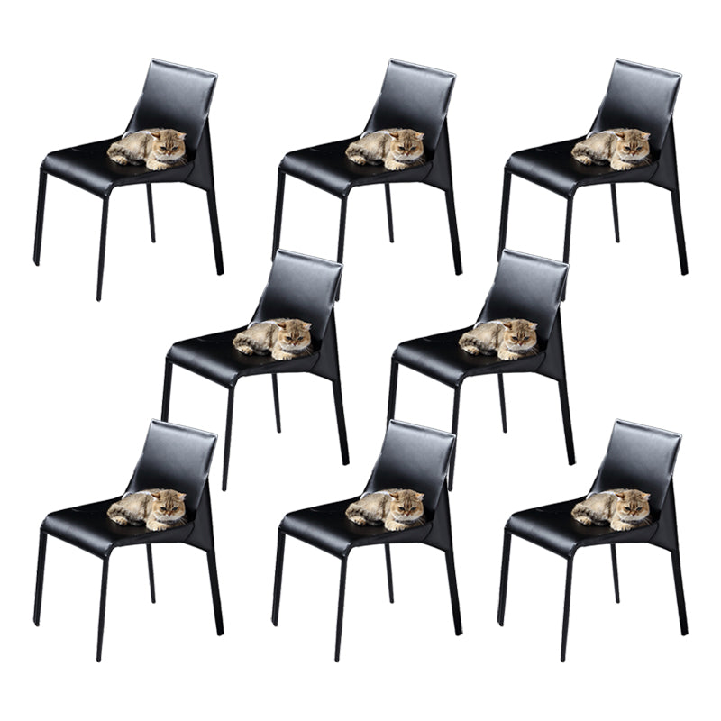PU Leather Industrial Dining Chairs Kitchen Indoor Parsons Chair Black 8 Piece Set Clearhalo 'Dining Chairs' 'Dining Tables & Seating' 'dining_chair' 'furn' 'furn_dining_chair' 'Furniture' 'Kitchen & Dining Furniture' 6634073
