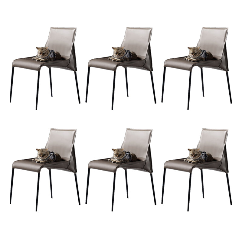 PU Leather Industrial Dining Chairs Kitchen Indoor Parsons Chair Grey 6 Piece Set Clearhalo 'Dining Chairs' 'Dining Tables & Seating' 'dining_chair' 'furn' 'furn_dining_chair' 'Furniture' 'Kitchen & Dining Furniture' 6634078