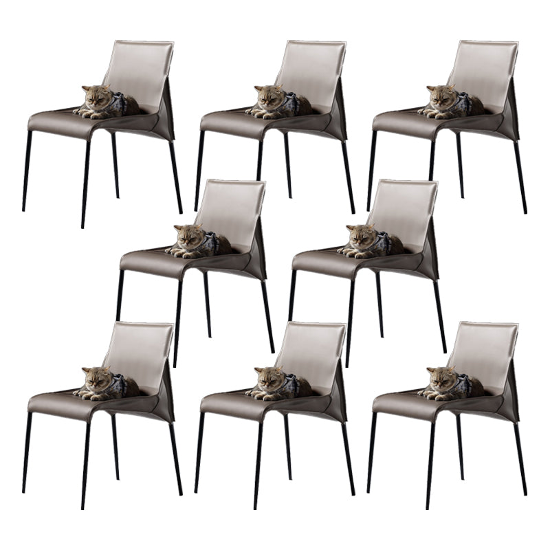 PU Leather Industrial Dining Chairs Kitchen Indoor Parsons Chair Grey 8 Piece Set Clearhalo 'Dining Chairs' 'Dining Tables & Seating' 'dining_chair' 'furn' 'furn_dining_chair' 'Furniture' 'Kitchen & Dining Furniture' 6634079
