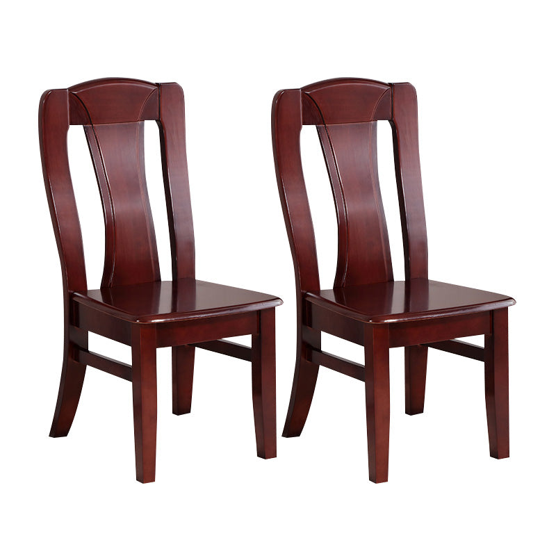 Rubber Wood Kitchen Dining Side Chair Contemporary Slat Back Side Chair Red Brown 2 Piece Set Clearhalo 'Dining Chairs' 'Dining Tables & Seating' 'dining_chair' 'furn' 'furn_dining_chair' 'Furniture' 'Kitchen & Dining Furniture' 6634098