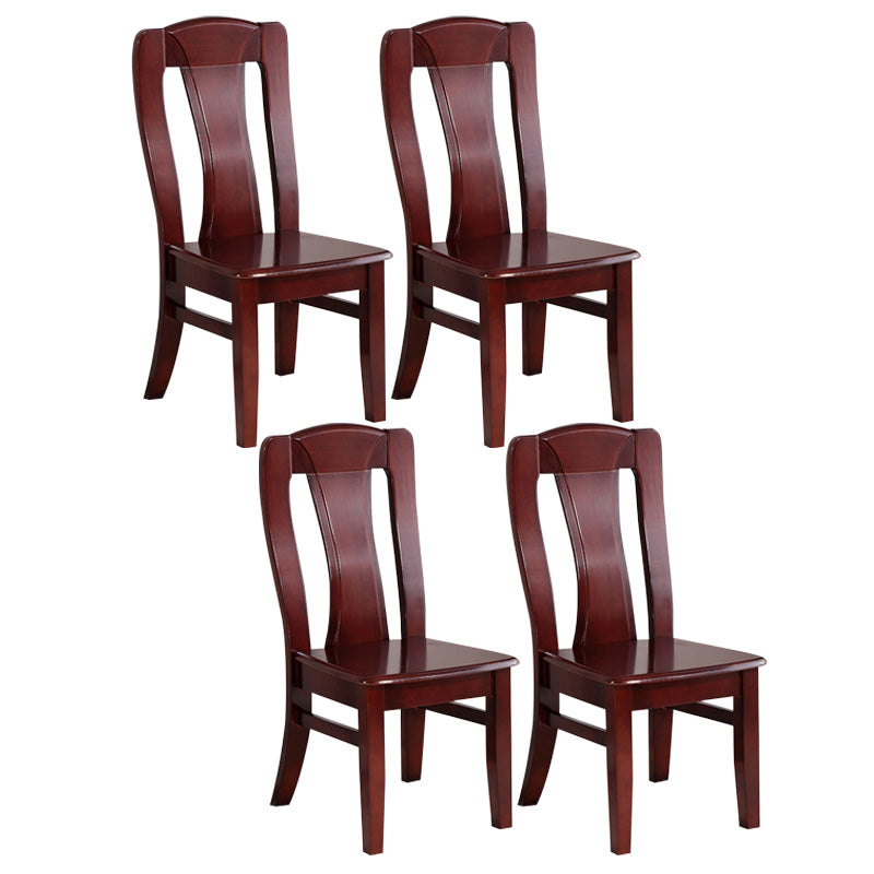 Rubber Wood Kitchen Dining Side Chair Contemporary Slat Back Side Chair Red Brown 4 Piece Set Clearhalo 'Dining Chairs' 'Dining Tables & Seating' 'dining_chair' 'furn' 'furn_dining_chair' 'Furniture' 'Kitchen & Dining Furniture' 6634099