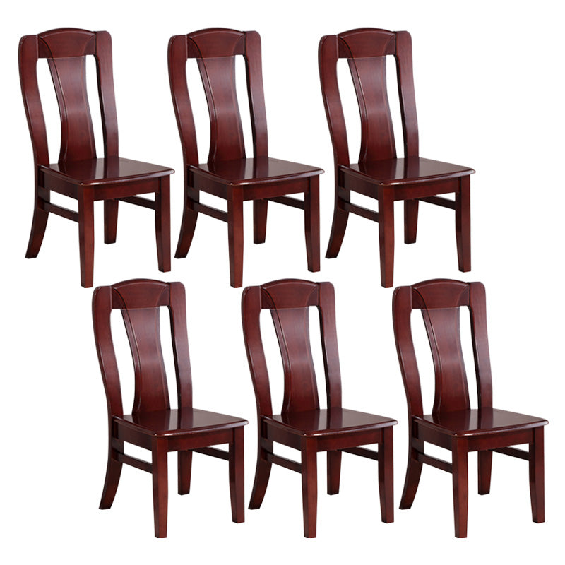 Rubber Wood Kitchen Dining Side Chair Contemporary Slat Back Side Chair Red Brown 6 Piece Set Clearhalo 'Dining Chairs' 'Dining Tables & Seating' 'dining_chair' 'furn' 'furn_dining_chair' 'Furniture' 'Kitchen & Dining Furniture' 6634102