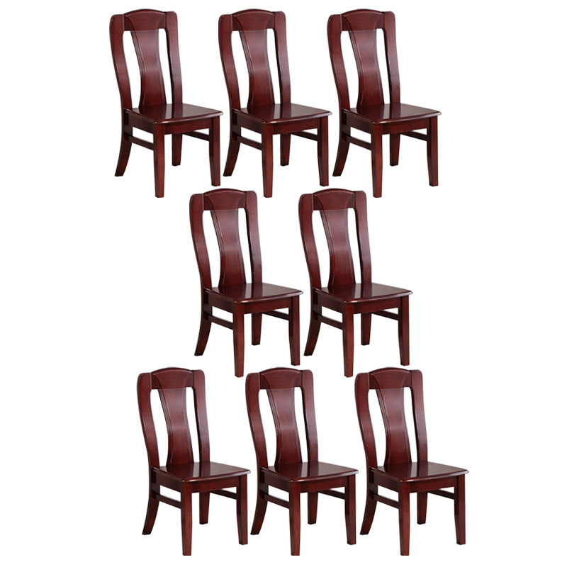 Rubber Wood Kitchen Dining Side Chair Contemporary Slat Back Side Chair Red Brown 8 Piece Set Clearhalo 'Dining Chairs' 'Dining Tables & Seating' 'dining_chair' 'furn' 'furn_dining_chair' 'Furniture' 'Kitchen & Dining Furniture' 6634103