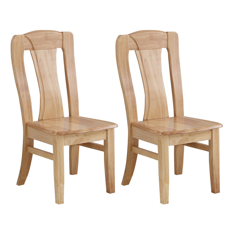 Rubber Wood Kitchen Dining Side Chair Contemporary Slat Back Side Chair Natural 2 Piece Set Clearhalo 'Dining Chairs' 'Dining Tables & Seating' 'dining_chair' 'furn' 'furn_dining_chair' 'Furniture' 'Kitchen & Dining Furniture' 6634106