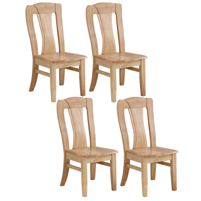 Rubber Wood Kitchen Dining Side Chair Contemporary Slat Back Side Chair Natural 4 Piece Set Clearhalo 'Dining Chairs' 'Dining Tables & Seating' 'dining_chair' 'furn' 'furn_dining_chair' 'Furniture' 'Kitchen & Dining Furniture' 6634107