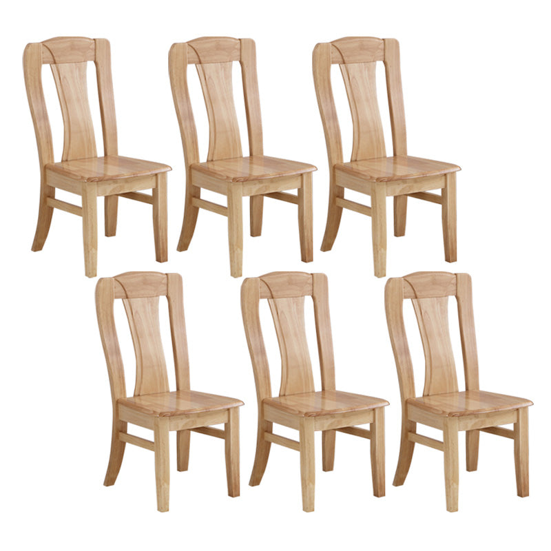 Rubber Wood Kitchen Dining Side Chair Contemporary Slat Back Side Chair Natural 6 Piece Set Clearhalo 'Dining Chairs' 'Dining Tables & Seating' 'dining_chair' 'furn' 'furn_dining_chair' 'Furniture' 'Kitchen & Dining Furniture' 6634110