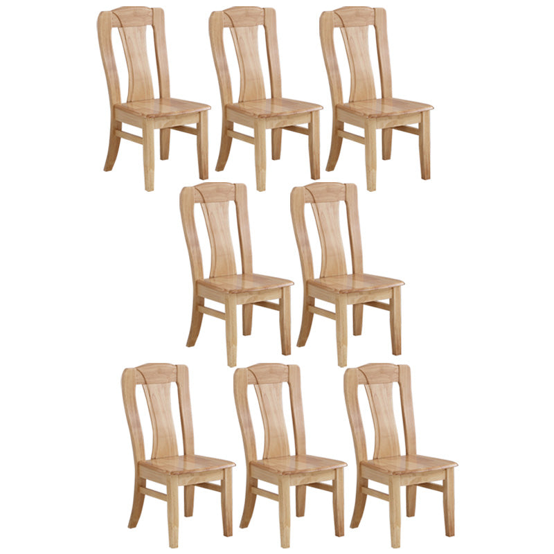 Rubber Wood Kitchen Dining Side Chair Contemporary Slat Back Side Chair Natural 8 Piece Set Clearhalo 'Dining Chairs' 'Dining Tables & Seating' 'dining_chair' 'furn' 'furn_dining_chair' 'Furniture' 'Kitchen & Dining Furniture' 6634112
