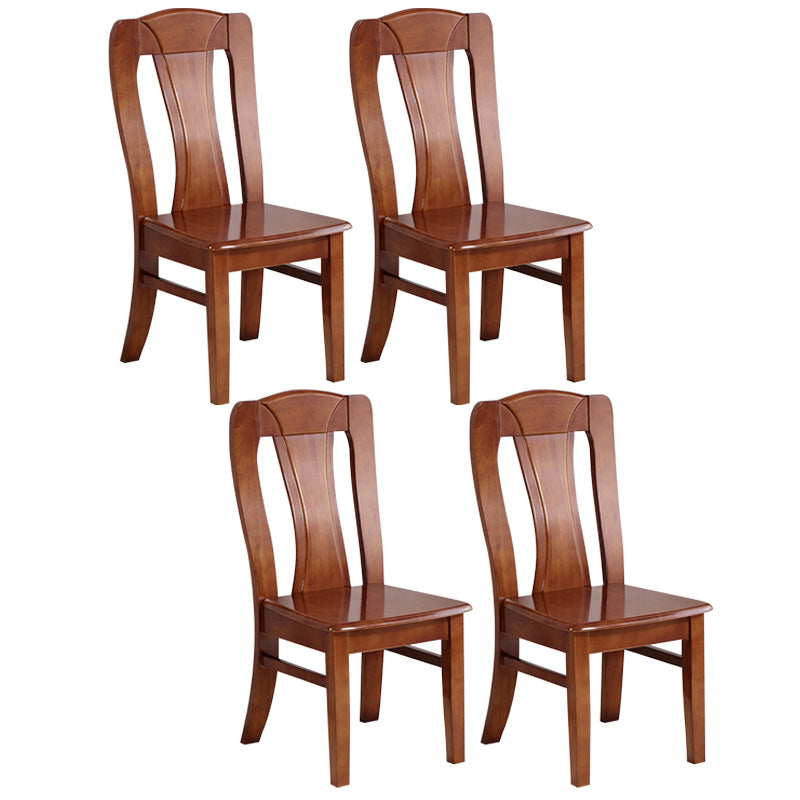 Rubber Wood Kitchen Dining Side Chair Contemporary Slat Back Side Chair Walnut 4 Piece Set Clearhalo 'Dining Chairs' 'Dining Tables & Seating' 'dining_chair' 'furn' 'furn_dining_chair' 'Furniture' 'Kitchen & Dining Furniture' 6634115