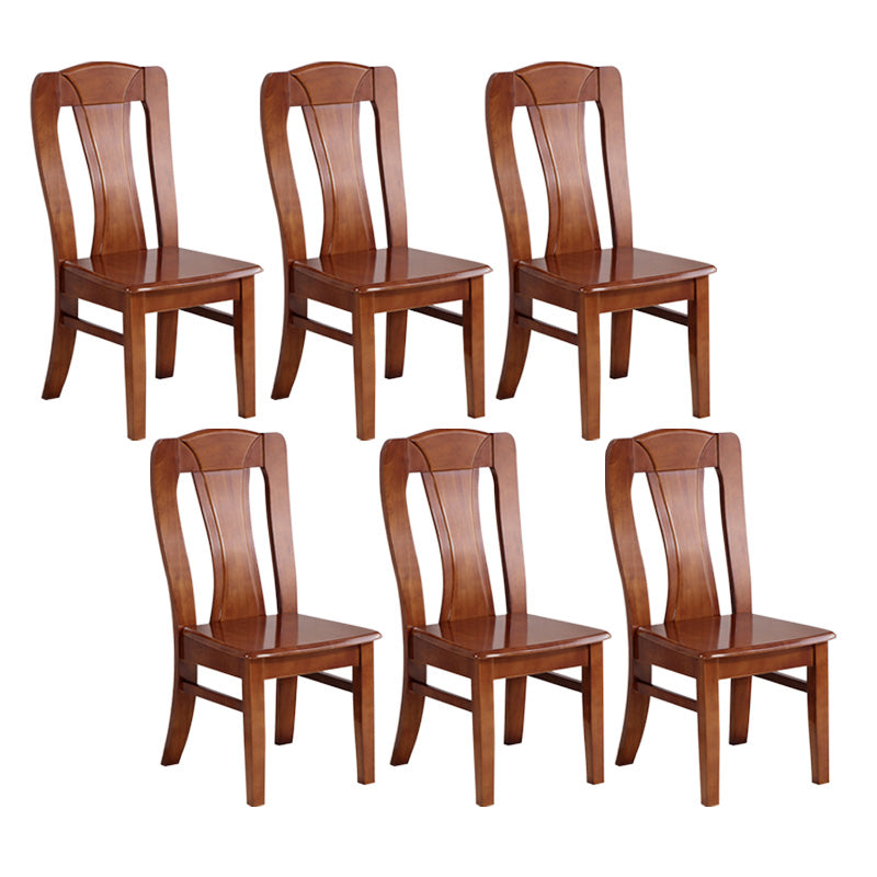 Rubber Wood Kitchen Dining Side Chair Contemporary Slat Back Side Chair Walnut 6 Piece Set Clearhalo 'Dining Chairs' 'Dining Tables & Seating' 'dining_chair' 'furn' 'furn_dining_chair' 'Furniture' 'Kitchen & Dining Furniture' 6634117