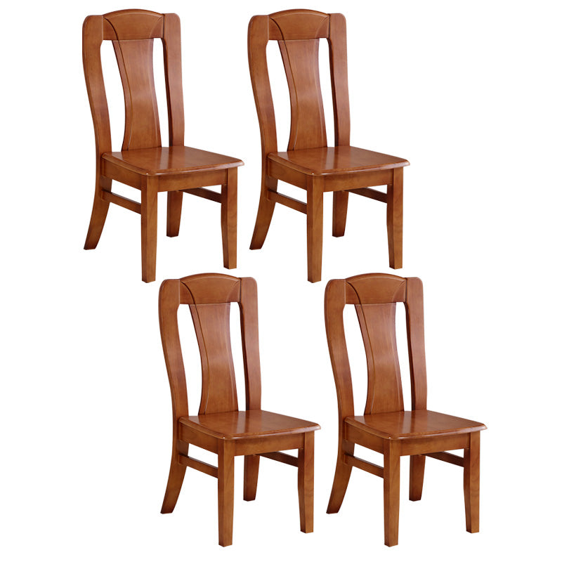 Rubber Wood Kitchen Dining Side Chair Contemporary Slat Back Side Chair Brown 4 Piece Set Clearhalo 'Dining Chairs' 'Dining Tables & Seating' 'dining_chair' 'furn' 'furn_dining_chair' 'Furniture' 'Kitchen & Dining Furniture' 6634121