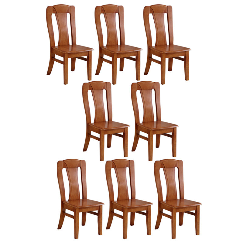 Rubber Wood Kitchen Dining Side Chair Contemporary Slat Back Side Chair Brown 8 Piece Set Clearhalo 'Dining Chairs' 'Dining Tables & Seating' 'dining_chair' 'furn' 'furn_dining_chair' 'Furniture' 'Kitchen & Dining Furniture' 6634123