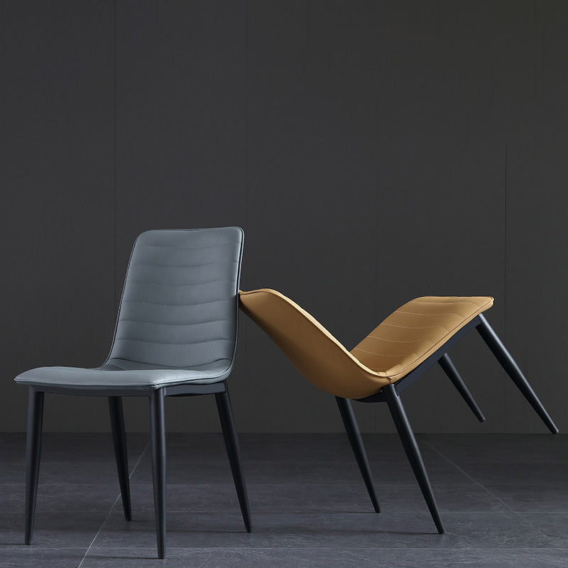 Upholstered Armless Dining Chairs Industrial Metal Legs Side Chair