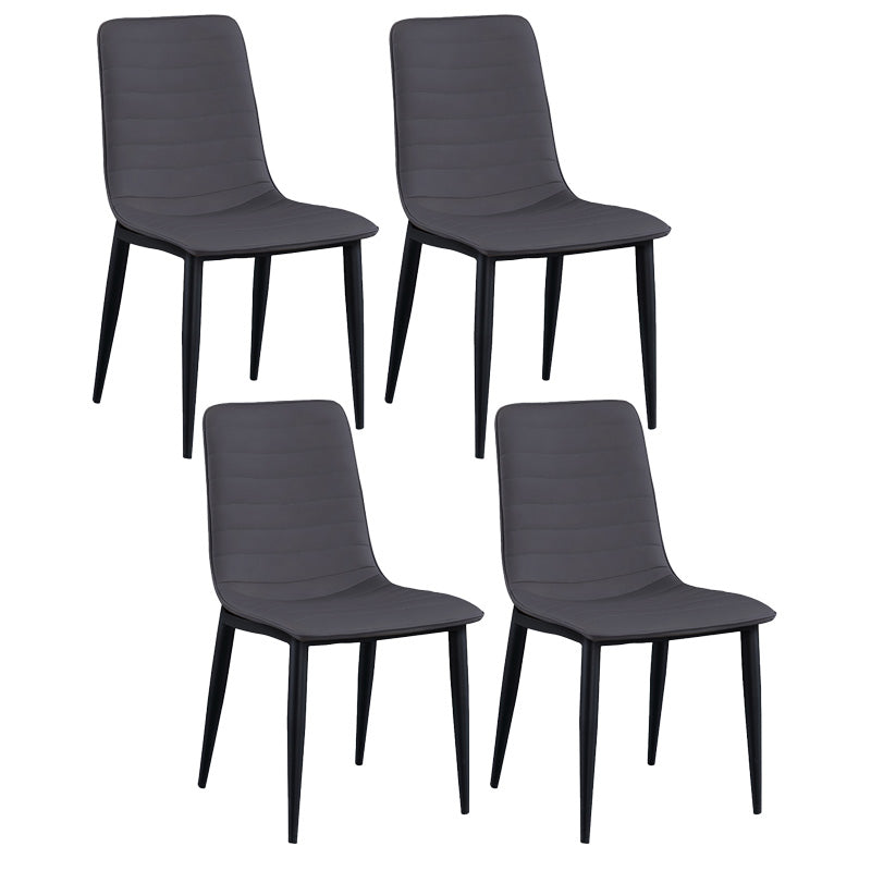 Upholstered Armless Dining Chairs Industrial Metal Legs Side Chair