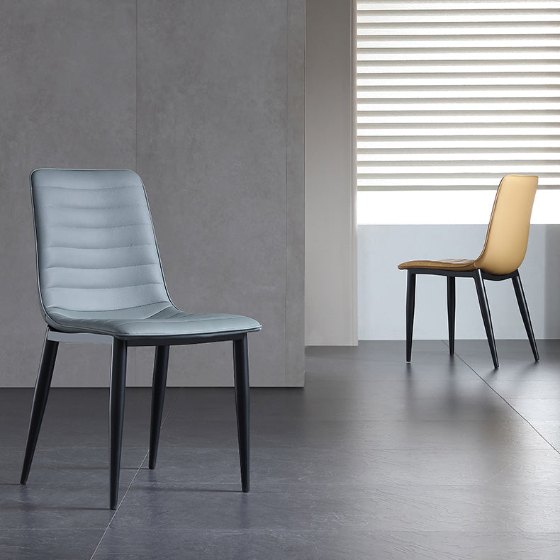 Upholstered Armless Dining Chairs Industrial Metal Legs Side Chair