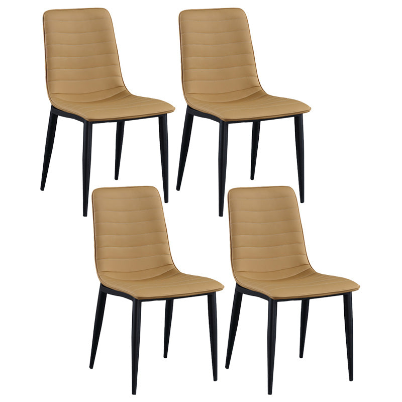 Upholstered Armless Dining Chairs Industrial Metal Legs Side Chair