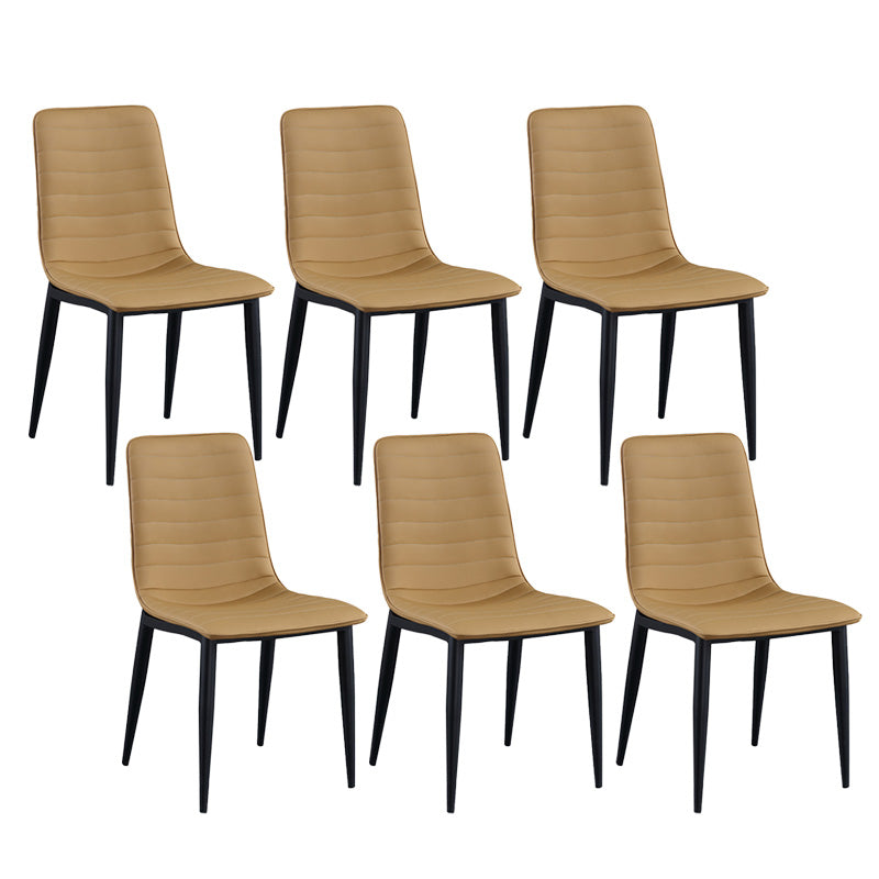 Upholstered Armless Dining Chairs Industrial Metal Legs Side Chair