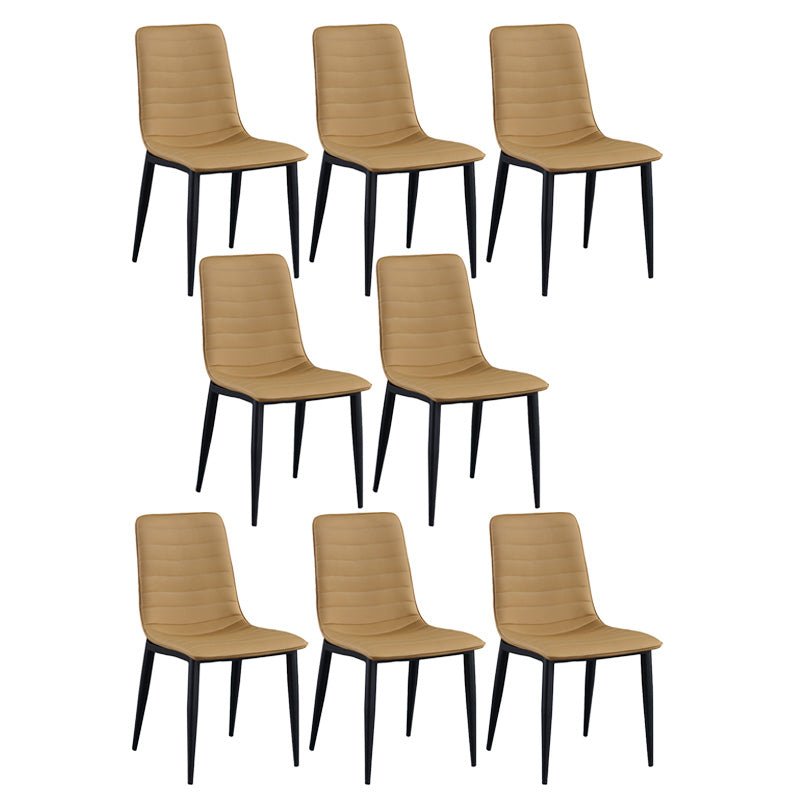 Upholstered Armless Dining Chairs Industrial Metal Legs Side Chair