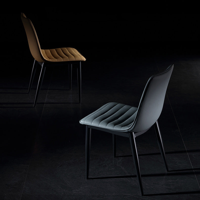 Upholstered Armless Dining Chairs Industrial Metal Legs Side Chair