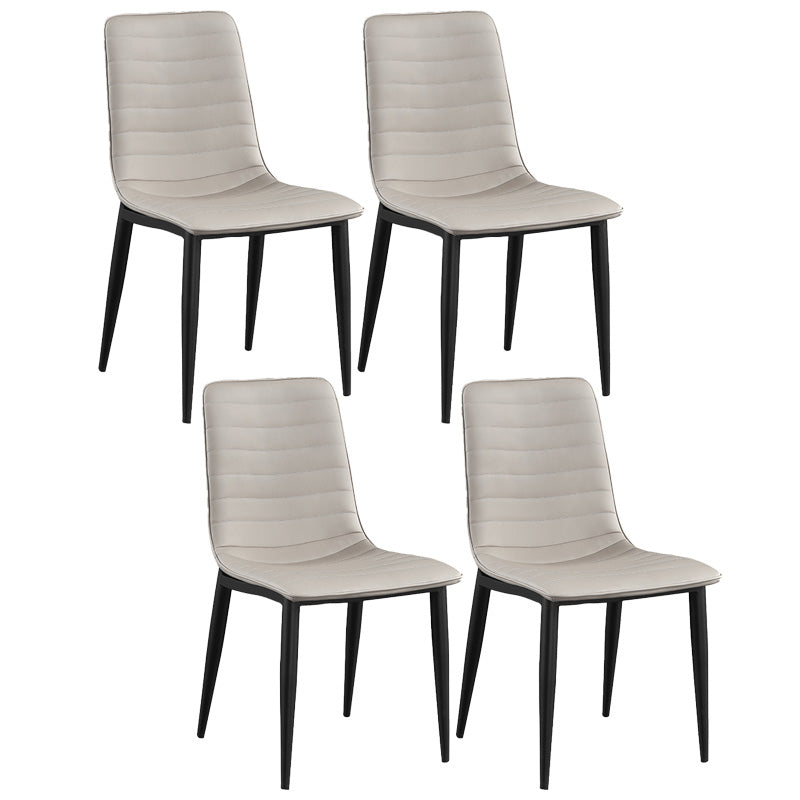 Upholstered Armless Dining Chairs Industrial Metal Legs Side Chair
