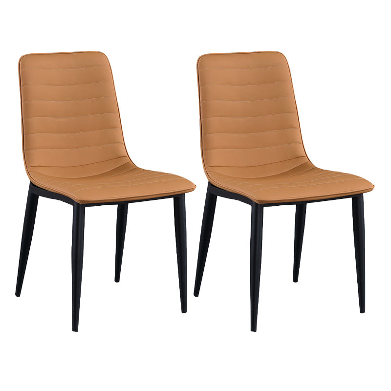 Upholstered Armless Dining Chairs Industrial Metal Legs Side Chair