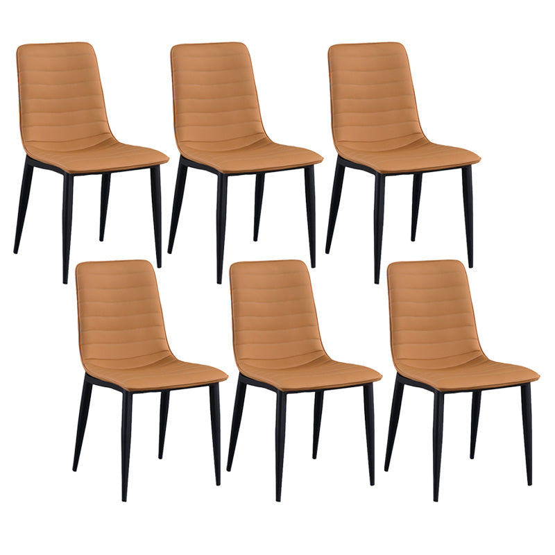 Upholstered Armless Dining Chairs Industrial Metal Legs Side Chair