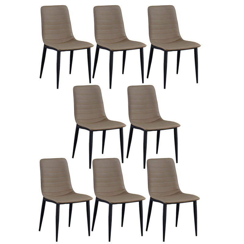 Upholstered Armless Dining Chairs Industrial Metal Legs Side Chair