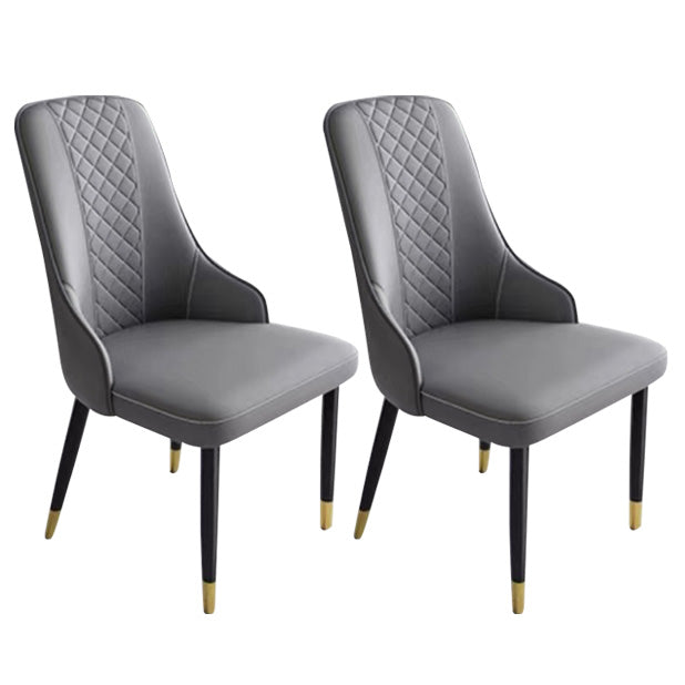 Contemporary Faux Leather Dining Chairs Metal Parsons Side Chair Gray 2 Piece Set Clearhalo 'Dining Chairs' 'Dining Tables & Seating' 'dining_chair' 'furn' 'furn_dining_chair' 'Furniture' 'Kitchen & Dining Furniture' 6634216
