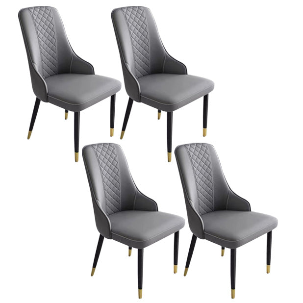 Contemporary Faux Leather Dining Chairs Metal Parsons Side Chair Gray 4 Piece Set Clearhalo 'Dining Chairs' 'Dining Tables & Seating' 'dining_chair' 'furn' 'furn_dining_chair' 'Furniture' 'Kitchen & Dining Furniture' 6634217