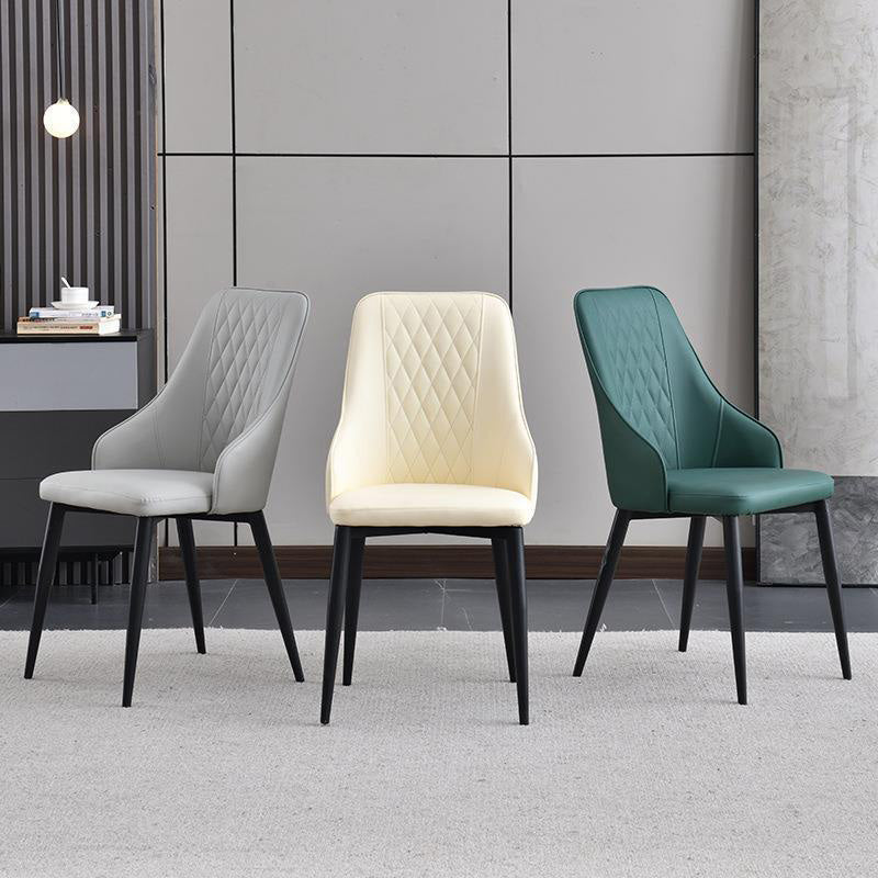 Contemporary Faux Leather Dining Chairs Metal Parsons Side Chair Clearhalo 'Dining Chairs' 'Dining Tables & Seating' 'dining_chair' 'furn' 'furn_dining_chair' 'Furniture' 'Kitchen & Dining Furniture' 6634218