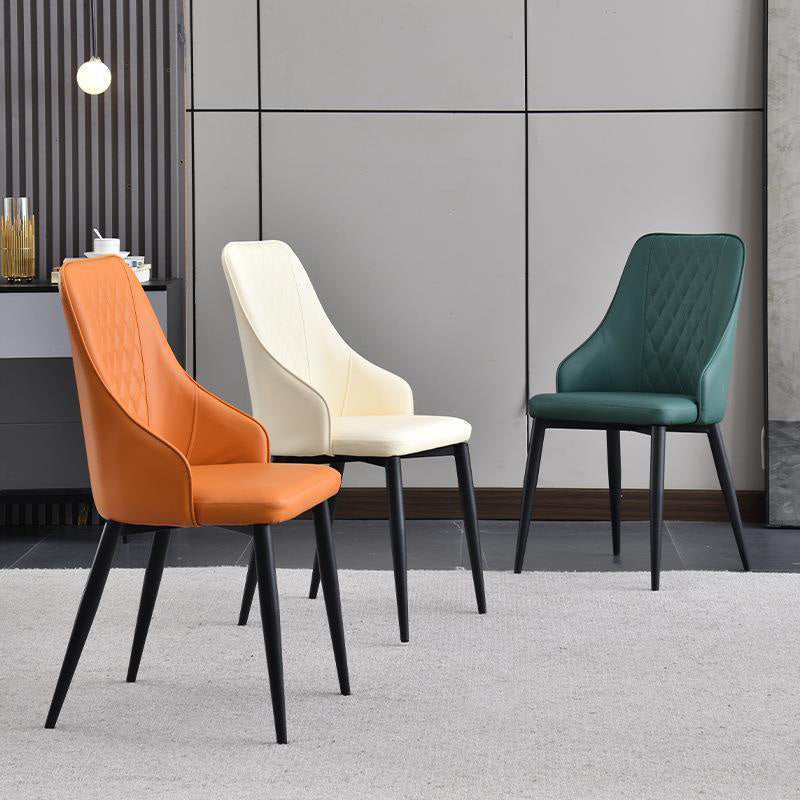 Contemporary Faux Leather Dining Chairs Metal Parsons Side Chair Clearhalo 'Dining Chairs' 'Dining Tables & Seating' 'dining_chair' 'furn' 'furn_dining_chair' 'Furniture' 'Kitchen & Dining Furniture' 6634219
