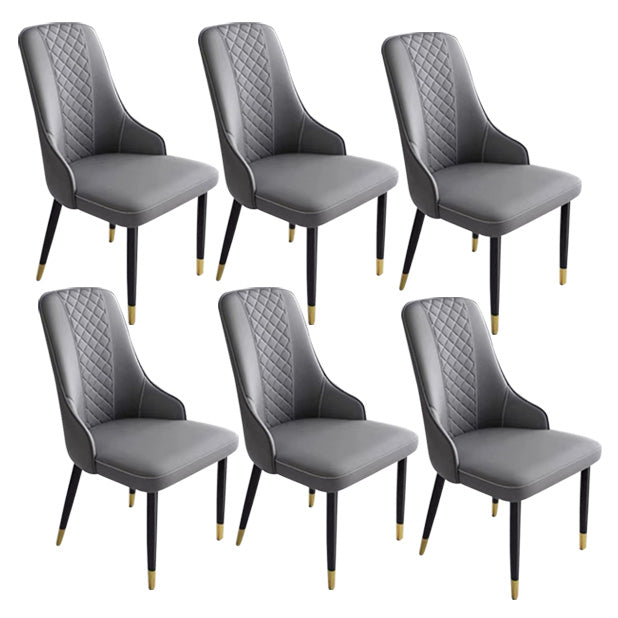 Contemporary Faux Leather Dining Chairs Metal Parsons Side Chair Gray 6 Piece Set Clearhalo 'Dining Chairs' 'Dining Tables & Seating' 'dining_chair' 'furn' 'furn_dining_chair' 'Furniture' 'Kitchen & Dining Furniture' 6634220