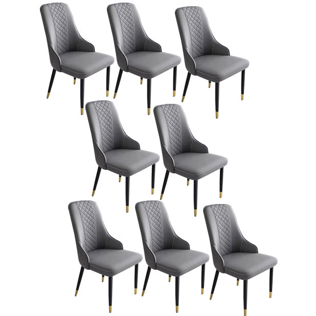 Contemporary Faux Leather Dining Chairs Metal Parsons Side Chair Gray 8 Piece Set Clearhalo 'Dining Chairs' 'Dining Tables & Seating' 'dining_chair' 'furn' 'furn_dining_chair' 'Furniture' 'Kitchen & Dining Furniture' 6634221