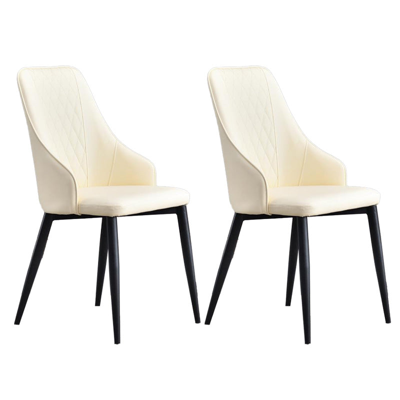 Contemporary Faux Leather Dining Chairs Metal Parsons Side Chair Beige 2 Piece Set Clearhalo 'Dining Chairs' 'Dining Tables & Seating' 'dining_chair' 'furn' 'furn_dining_chair' 'Furniture' 'Kitchen & Dining Furniture' 6634224