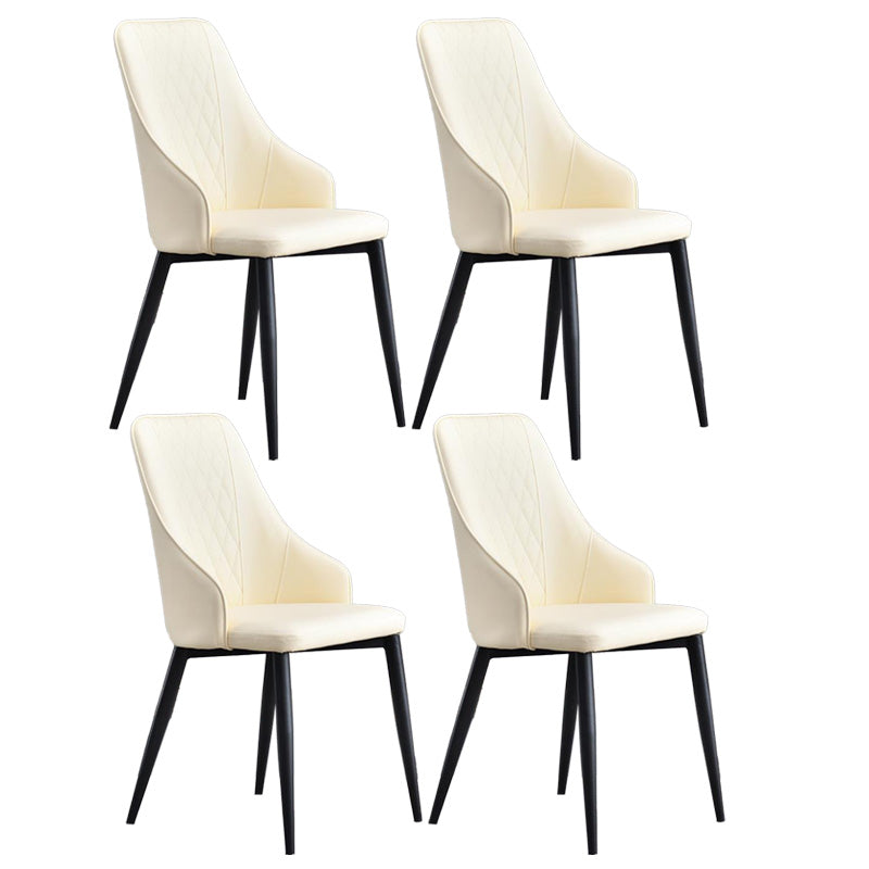 Contemporary Faux Leather Dining Chairs Metal Parsons Side Chair Beige 4 Piece Set Clearhalo 'Dining Chairs' 'Dining Tables & Seating' 'dining_chair' 'furn' 'furn_dining_chair' 'Furniture' 'Kitchen & Dining Furniture' 6634226