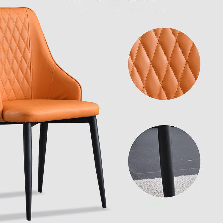 Contemporary Faux Leather Dining Chairs Metal Parsons Side Chair Clearhalo 'Dining Chairs' 'Dining Tables & Seating' 'dining_chair' 'furn' 'furn_dining_chair' 'Furniture' 'Kitchen & Dining Furniture' 6634227