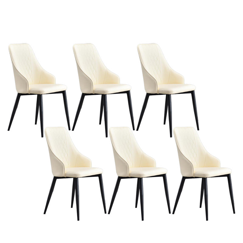 Contemporary Faux Leather Dining Chairs Metal Parsons Side Chair Beige 6 Piece Set Clearhalo 'Dining Chairs' 'Dining Tables & Seating' 'dining_chair' 'furn' 'furn_dining_chair' 'Furniture' 'Kitchen & Dining Furniture' 6634228