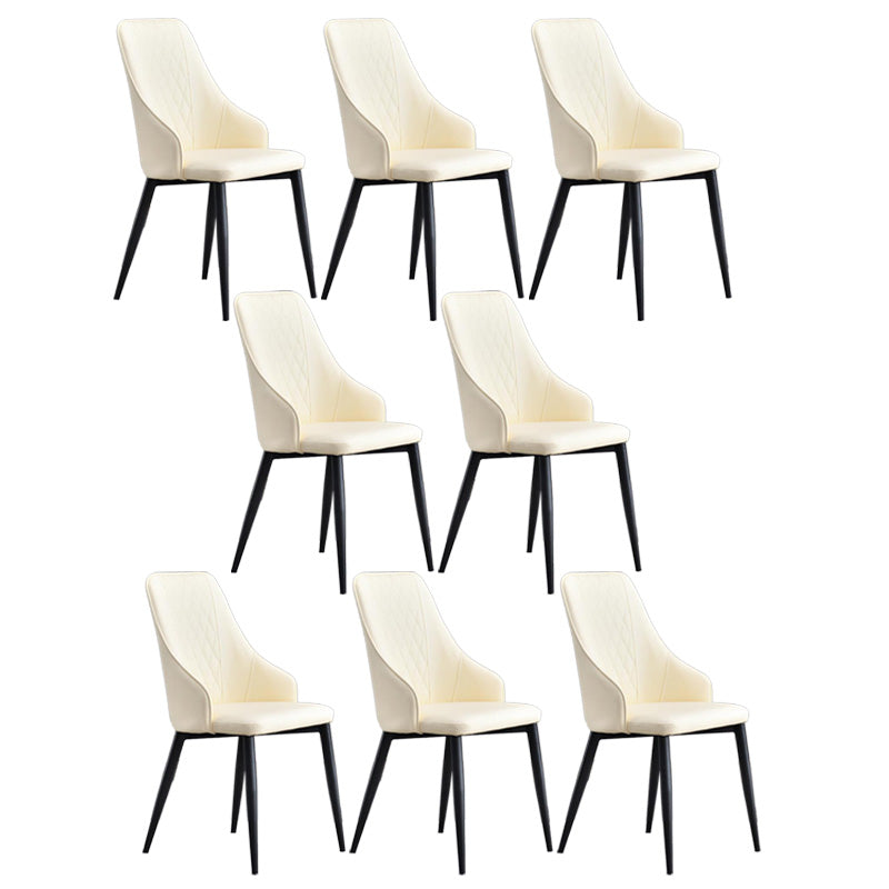 Contemporary Faux Leather Dining Chairs Metal Parsons Side Chair Beige 8 Piece Set Clearhalo 'Dining Chairs' 'Dining Tables & Seating' 'dining_chair' 'furn' 'furn_dining_chair' 'Furniture' 'Kitchen & Dining Furniture' 6634229