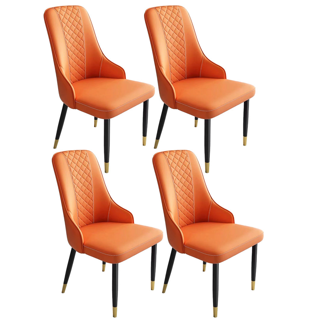 Contemporary Faux Leather Dining Chairs Metal Parsons Side Chair Orange 4 Piece Set Clearhalo 'Dining Chairs' 'Dining Tables & Seating' 'dining_chair' 'furn' 'furn_dining_chair' 'Furniture' 'Kitchen & Dining Furniture' 6634234