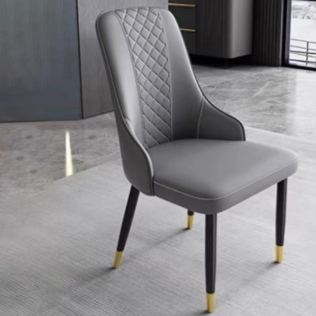 Contemporary Faux Leather Dining Chairs Metal Parsons Side Chair Clearhalo 'Dining Chairs' 'Dining Tables & Seating' 'dining_chair' 'furn' 'furn_dining_chair' 'Furniture' 'Kitchen & Dining Furniture' 6634235