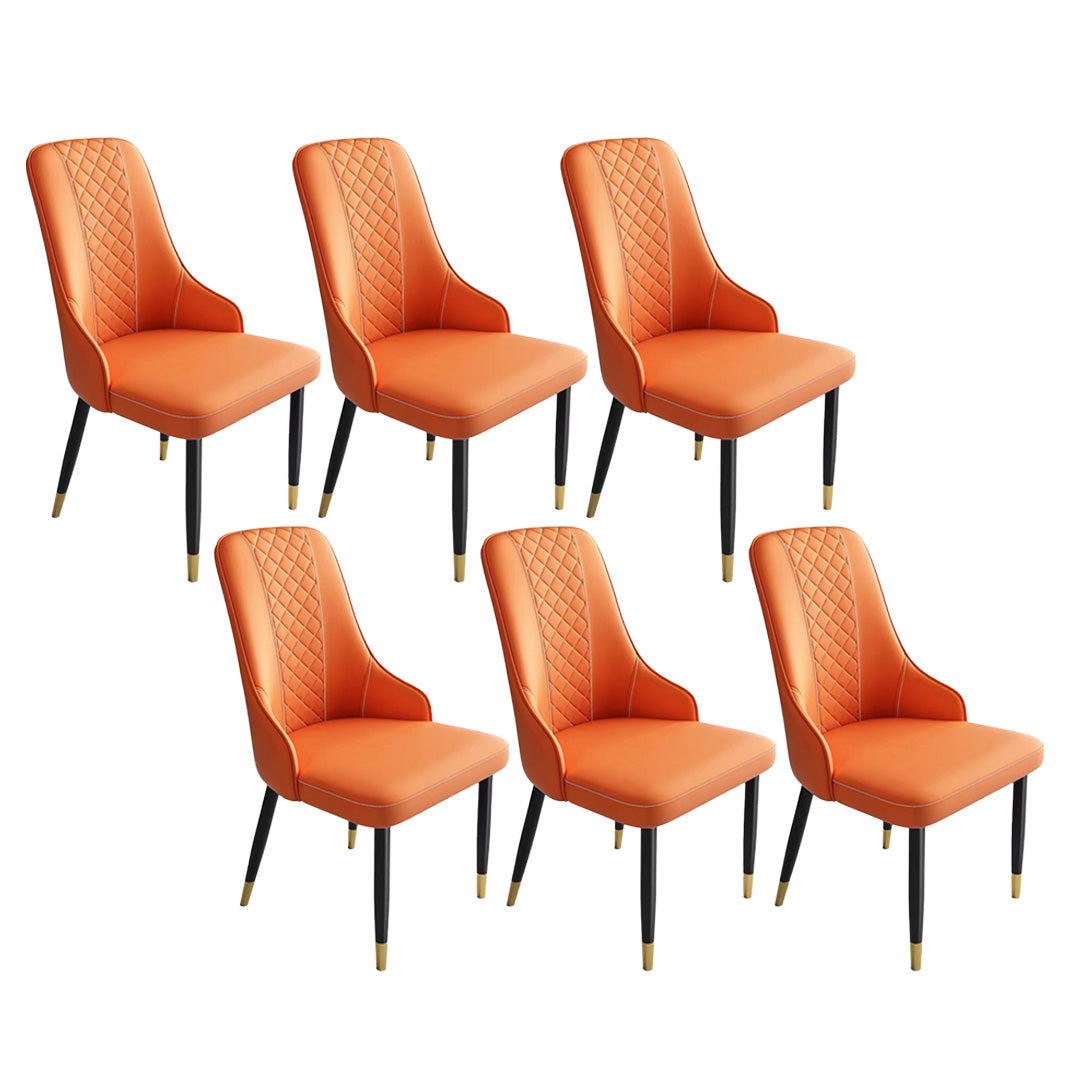 Contemporary Faux Leather Dining Chairs Metal Parsons Side Chair Orange 6 Piece Set Clearhalo 'Dining Chairs' 'Dining Tables & Seating' 'dining_chair' 'furn' 'furn_dining_chair' 'Furniture' 'Kitchen & Dining Furniture' 6634236
