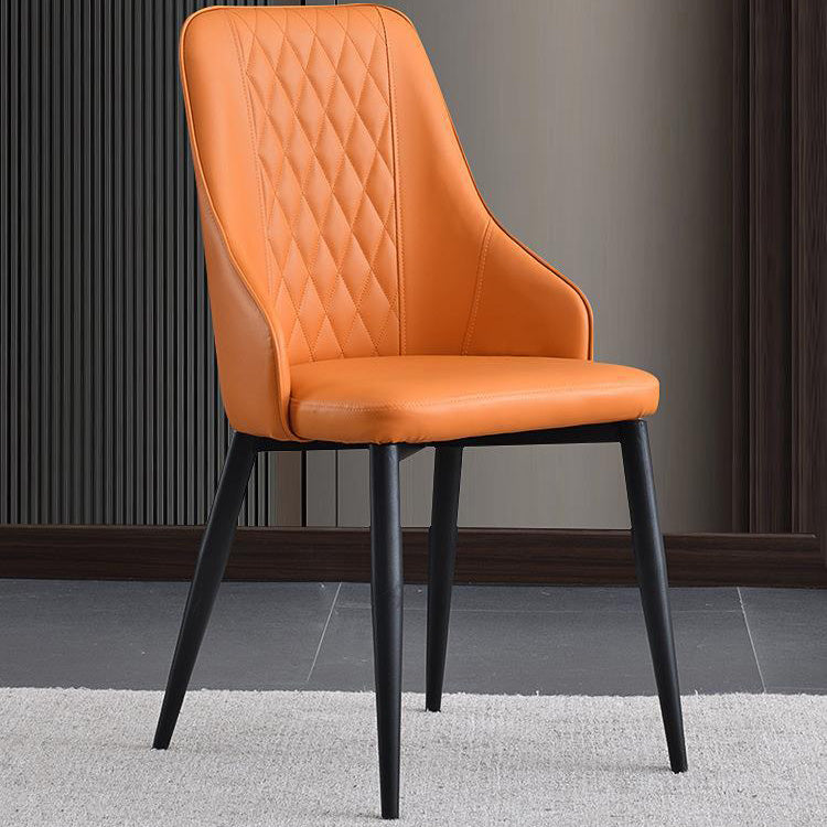 Contemporary Faux Leather Dining Chairs Metal Parsons Side Chair Clearhalo 'Dining Chairs' 'Dining Tables & Seating' 'dining_chair' 'furn' 'furn_dining_chair' 'Furniture' 'Kitchen & Dining Furniture' 6634237