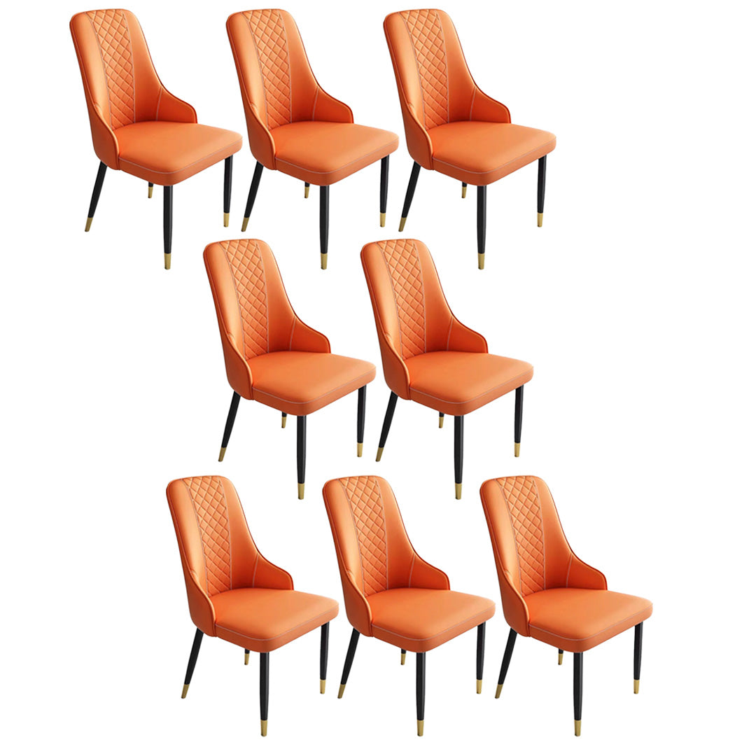 Contemporary Faux Leather Dining Chairs Metal Parsons Side Chair Orange 8 Piece Set Clearhalo 'Dining Chairs' 'Dining Tables & Seating' 'dining_chair' 'furn' 'furn_dining_chair' 'Furniture' 'Kitchen & Dining Furniture' 6634238