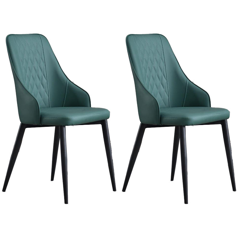 Contemporary Faux Leather Dining Chairs Metal Parsons Side Chair Green 2 Piece Set Clearhalo 'Dining Chairs' 'Dining Tables & Seating' 'dining_chair' 'furn' 'furn_dining_chair' 'Furniture' 'Kitchen & Dining Furniture' 6634239