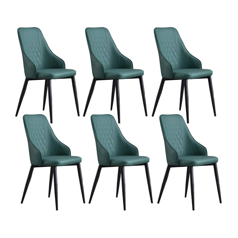 Contemporary Faux Leather Dining Chairs Metal Parsons Side Chair Green 6 Piece Set Clearhalo 'Dining Chairs' 'Dining Tables & Seating' 'dining_chair' 'furn' 'furn_dining_chair' 'Furniture' 'Kitchen & Dining Furniture' 6634243