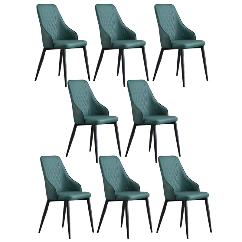 Contemporary Faux Leather Dining Chairs Metal Parsons Side Chair Green 8 Piece Set Clearhalo 'Dining Chairs' 'Dining Tables & Seating' 'dining_chair' 'furn' 'furn_dining_chair' 'Furniture' 'Kitchen & Dining Furniture' 6634245