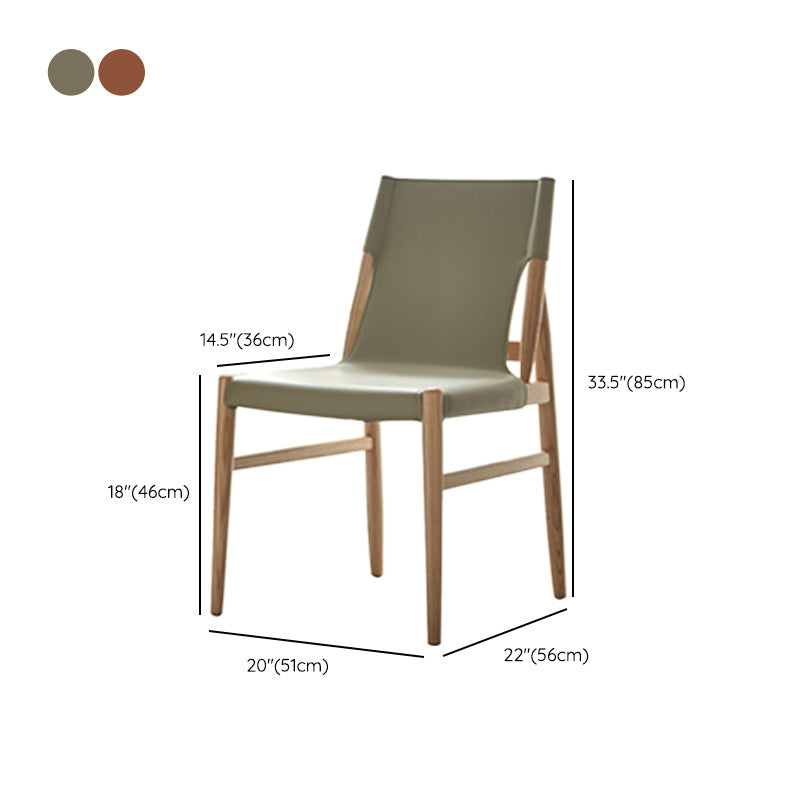 Patio Dining Side Chair Kitchen Solid Wood Legs Armless Chair