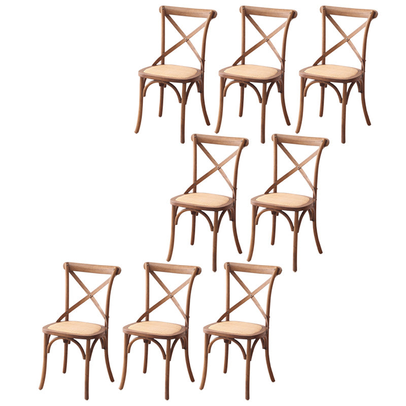 Contemporary Wood Kitchen Dining Side Chair Cross Back Side Chair Brown 8 Piece Set Clearhalo 'Dining Chairs' 'Dining Tables & Seating' 'dining_chair' 'furn' 'furn_dining_chair' 'Furniture' 'Kitchen & Dining Furniture' 6634278