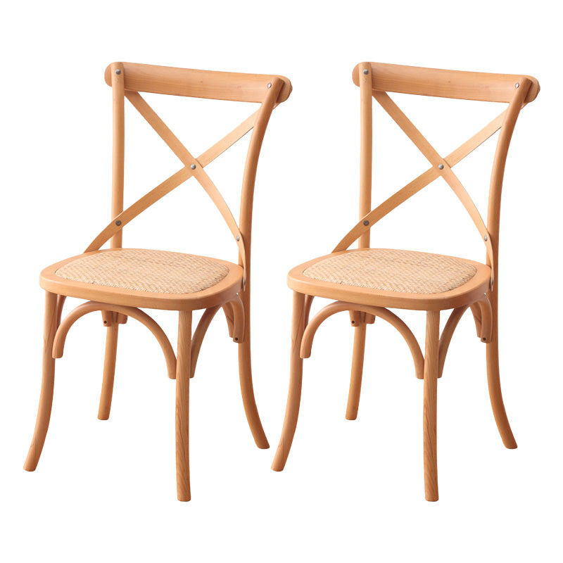 Contemporary Wood Kitchen Dining Side Chair Cross Back Side Chair Natural 2 Piece Set Clearhalo 'Dining Chairs' 'Dining Tables & Seating' 'dining_chair' 'furn' 'furn_dining_chair' 'Furniture' 'Kitchen & Dining Furniture' 6634280